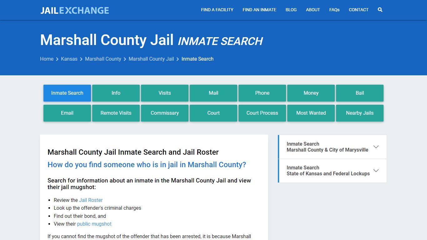 Inmate Search: Roster & Mugshots - Marshall County Jail, KS