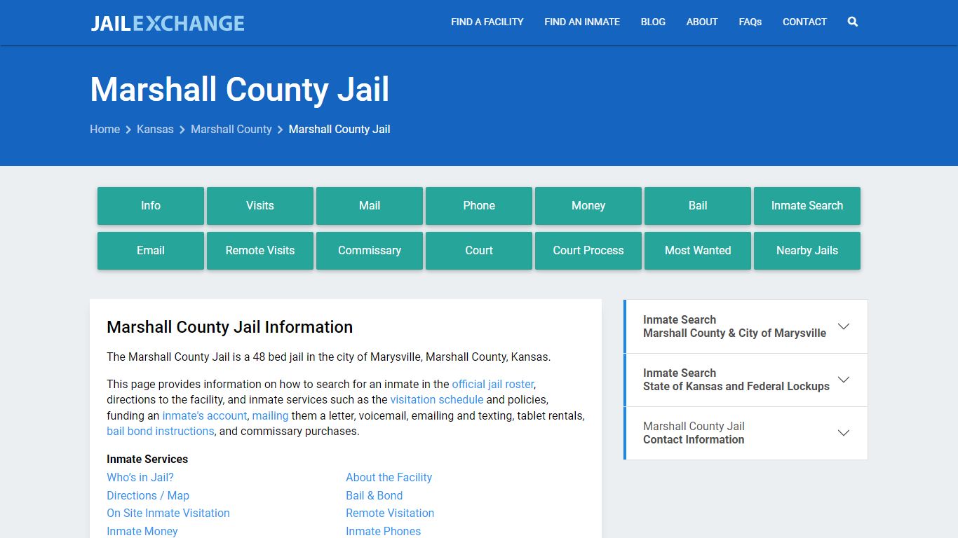 Marshall County Jail, KS Inmate Search, Information